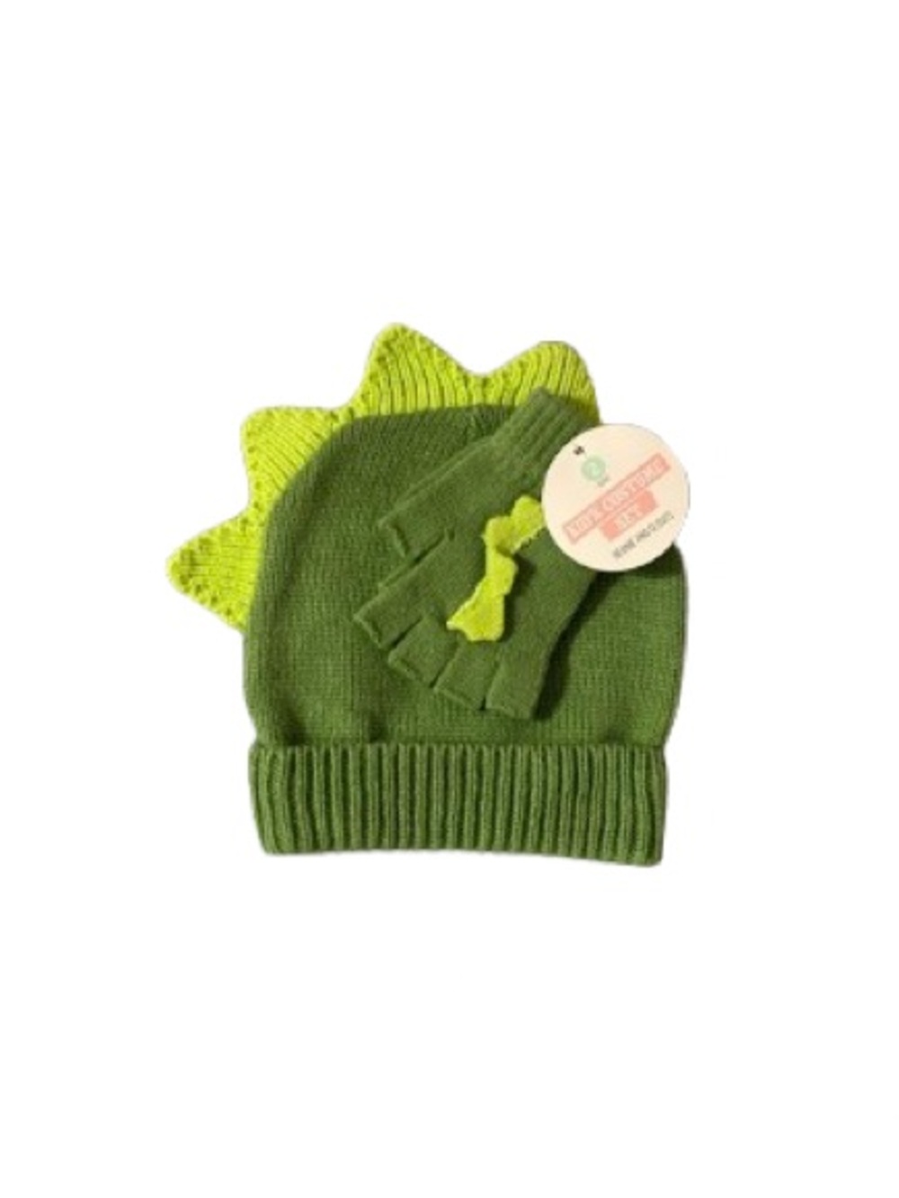 Children’s Green Dinosaur Beanie and Mittens Set